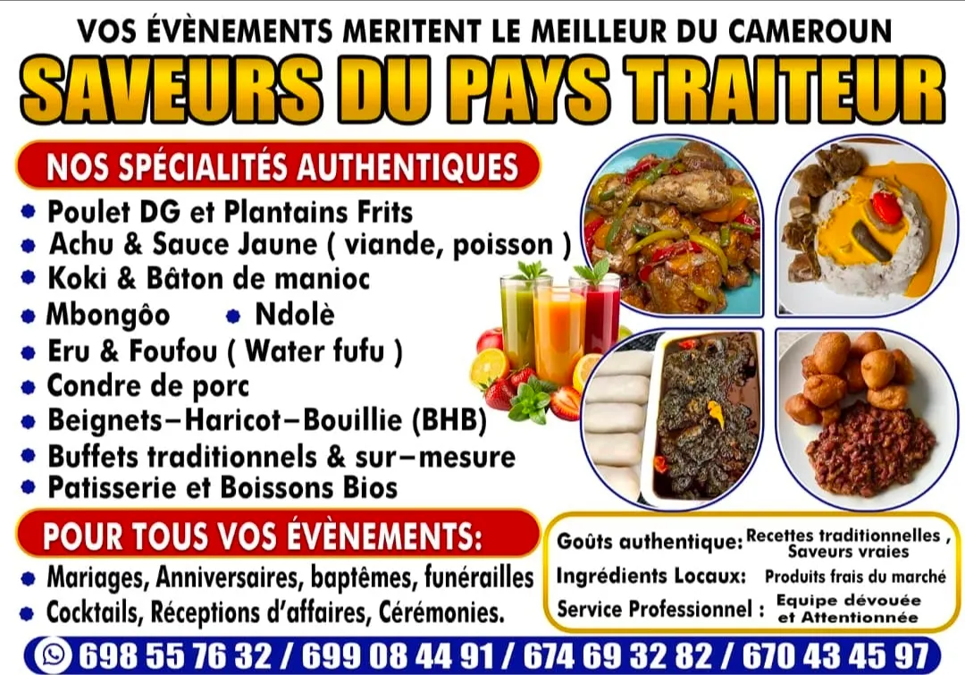 Flyer de Saveurs du Pays Traiteur présentant nos spécialités et nos numéros